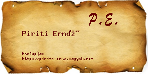 Piriti Ernő névjegykártya